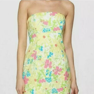 Lily Pulitzer Franco yellow floral strapless dress